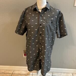 Batman Allover Bat Logo Short Sleeve Button Up Shirt | Faded Glory | Size